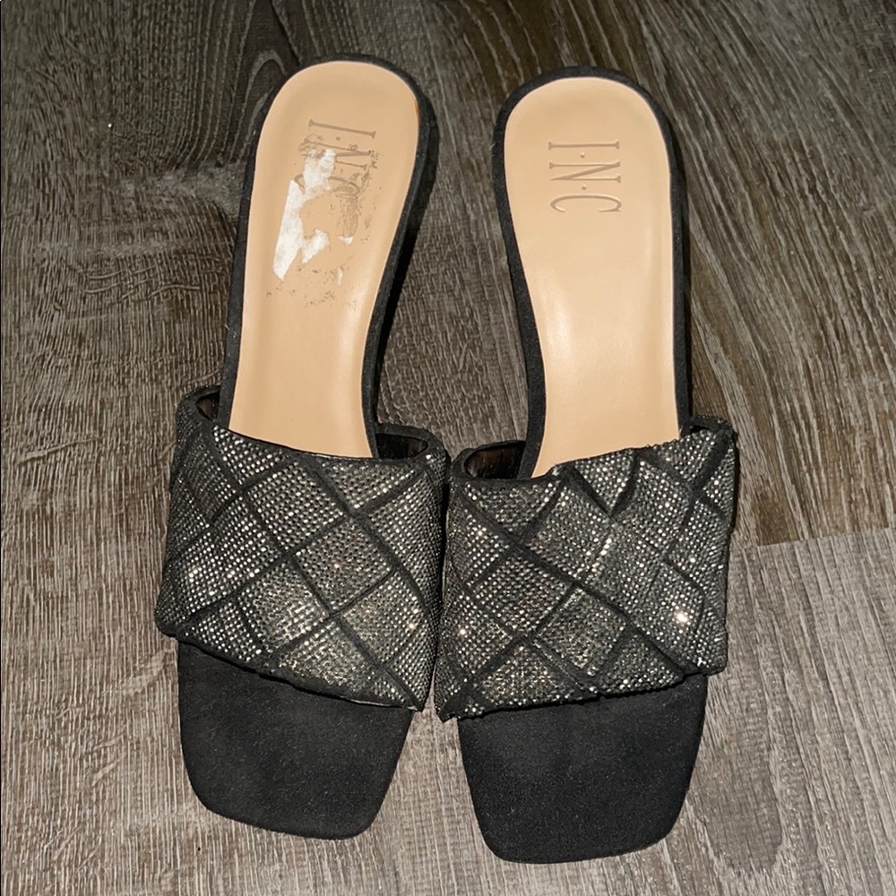 NYC Black Quilted Mules with Suede Finish